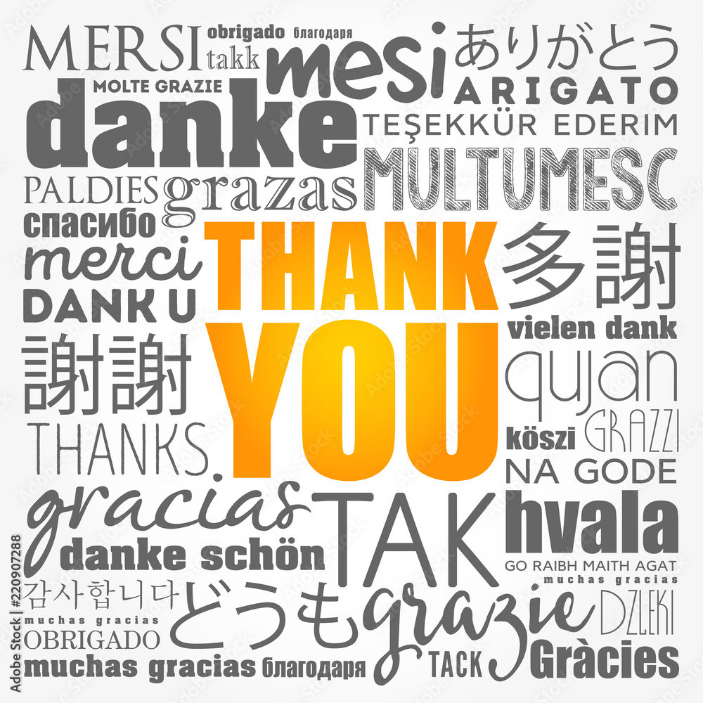 Wall mural thank you word cloud in different languages, concept background - Wall murals