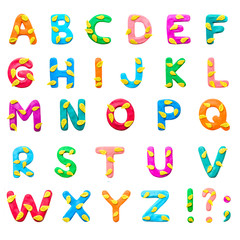 English alphabet A-Z made of colored plasticine on autumn theme