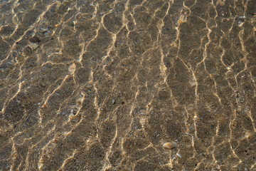  Clear transparent water background with sand