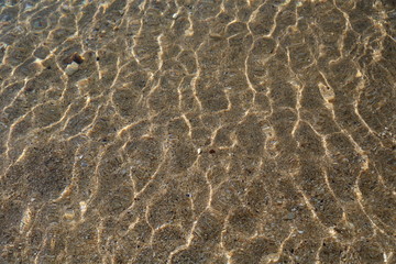  Clear transparent water background with sand