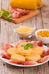 Speck ham and polenta.