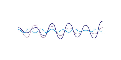 Blue sound wave, audio digital equalizer technology, musical pulse vector Illustration on a white background