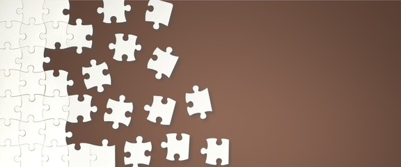 White puzzle pieces on blue background