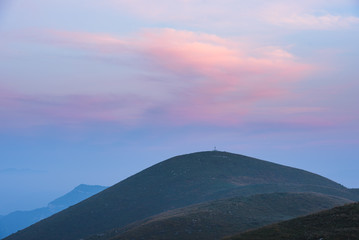 Colourful sunrise over the hill