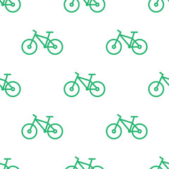 Fototapeta premium Seamless bike pattern. Green line bicycle background