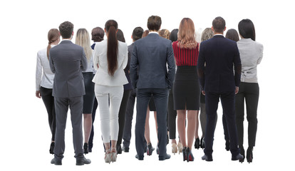 Fototapeta premium Back view group of business people. Rear view. Isolated over white background.