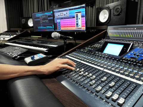 Sound Recording Studio With Music Recording Equipment