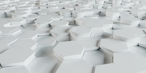 Fototapeta premium Biały sześciokątów tła wzoru 3D rendering