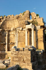 Beautiful and monumental remains of urban fountains, Monumental Fountain (Nymphaeum), Side, Turkey