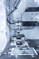 robotic machine tool in industrial manufacture plant,Smart factory industry 4.0 concept