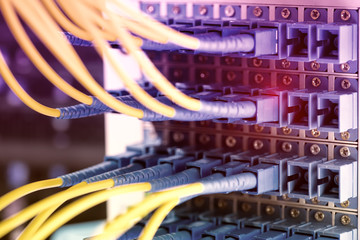 Technology center with fiber optic equipment