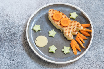 Funny grilled cheese sandwich look like rocket with stars