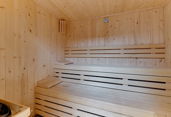 Obraz na płótnie Canvas Inside of modern finnish sauna