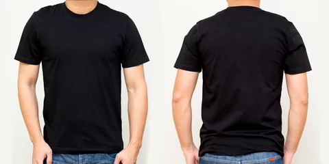 Fotobehang Black T-Shirt front and back, Mock up template for design print © comzeal