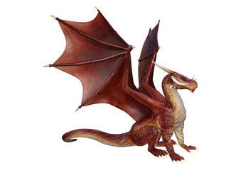 3D Rendering Fantasy Dragon on White