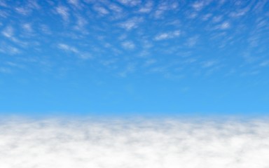 Blue sky background with white clouds. Cumulus white clouds in the clear blue sky in the morning. 3D illustration