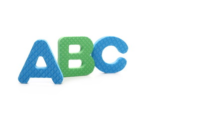 Alphabet letters spelling out abc isolated on white background