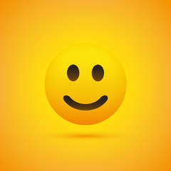 Smiling Emoji - Simple Happy Emoticon on Yellow Background - Vector Design