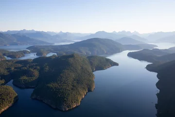 Foto auf Acrylglas Luftbild Aerial view of Nelson Island during a sunny summer day. Taken in Sunshine Coast, BC, Canada.