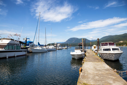 Boat Marina in Sechelt, Sunshine Coast, BC, Canada.