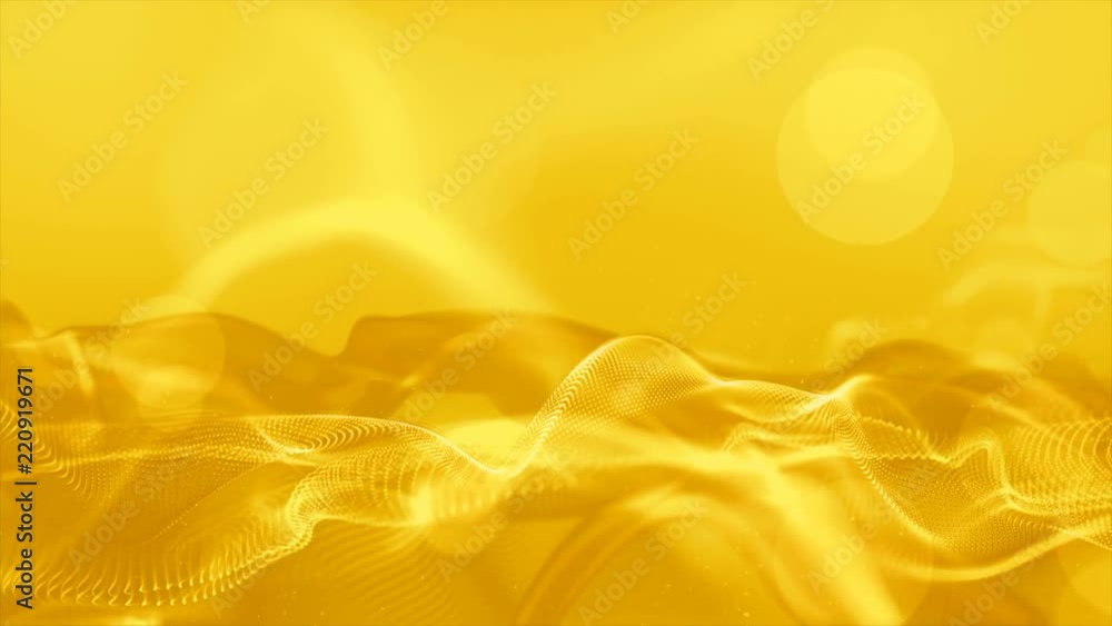 Poster digital gold color particles and bokeh motion abstract background