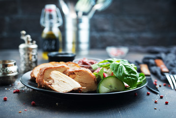 meat with salad