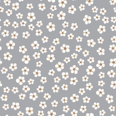 seamless pattern with small white simple flowers