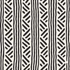 Papier Peint photo Peindre et dessiner des lignes Motif de lignes de doodle géométrique sans couture en noir et blanc. Adstract texture rétro dessinée à la main.