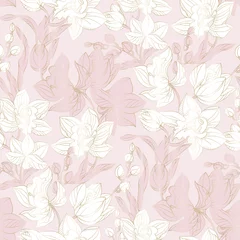Light filtering roller blinds Orchidee Orchid seamless pattern in pastel and gold color