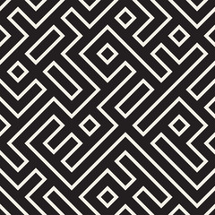 Irregular maze line lattice. Abstract geometric background design. Vector seamless pattern.