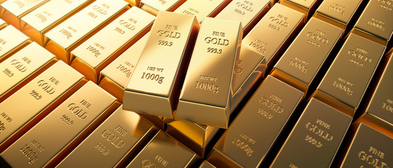 Goldbarren Stapel Querformat