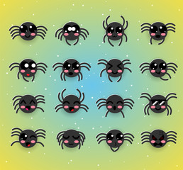cute spider kawaii emotion,emoji,halloween