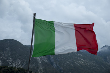 Italian flag on a windy day