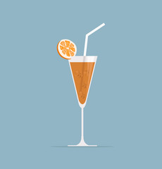  Glass with orange juice Flat illustration