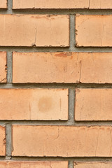 close-up view of red brick wall background