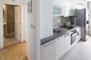 small and narrow kitchen.interior