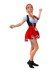 3D Rendering Octoberfest Girl on White