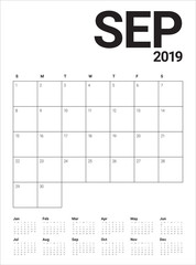 September 2019 desk calendar vector illustration