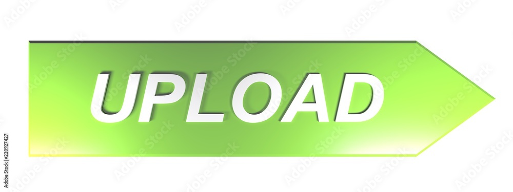 Poster upload on green arrow - 3d rendering