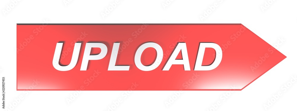 Poster upload on red arrow - 3d rendering