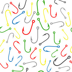 Colorful Fishing Hook Seamless Pattern