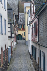 One of the many narrow streets of the old German town of Basharach