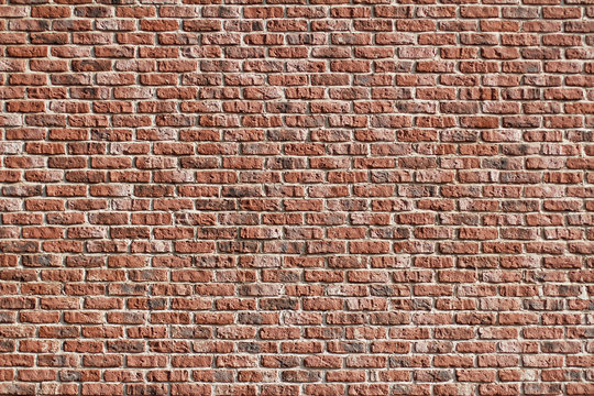 Red brick wall as background, texture