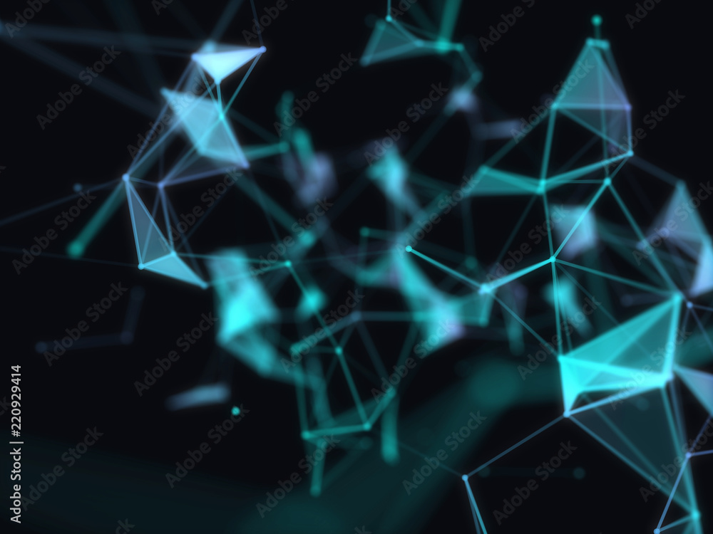 Poster abstract 3d technology futuristic geometrical and science neon visualization. plexus digital wallpap