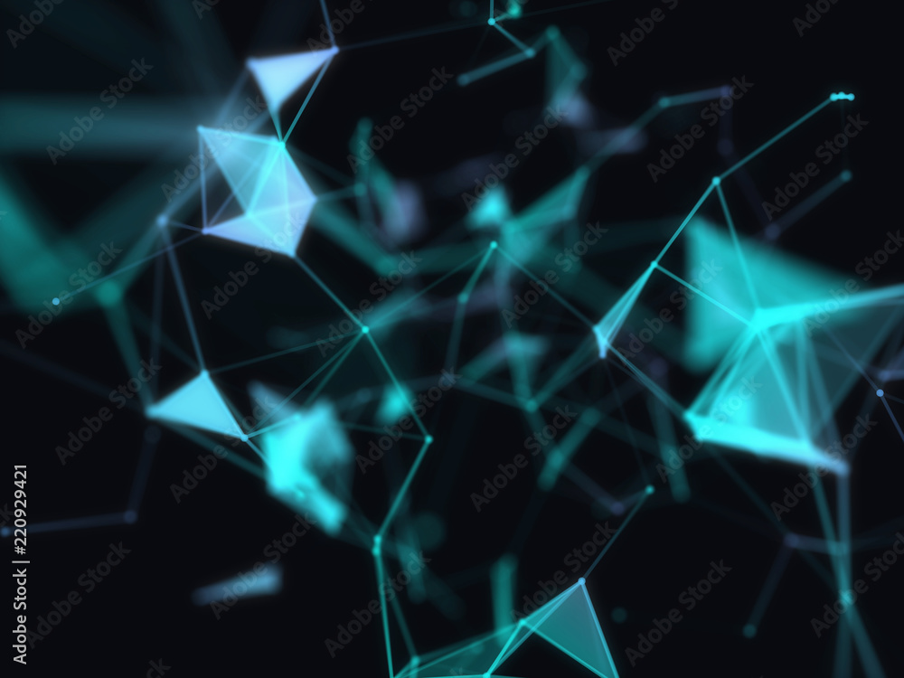 Poster abstract 3d technology futuristic geometrical and science neon visualization. plexus digital wallpap