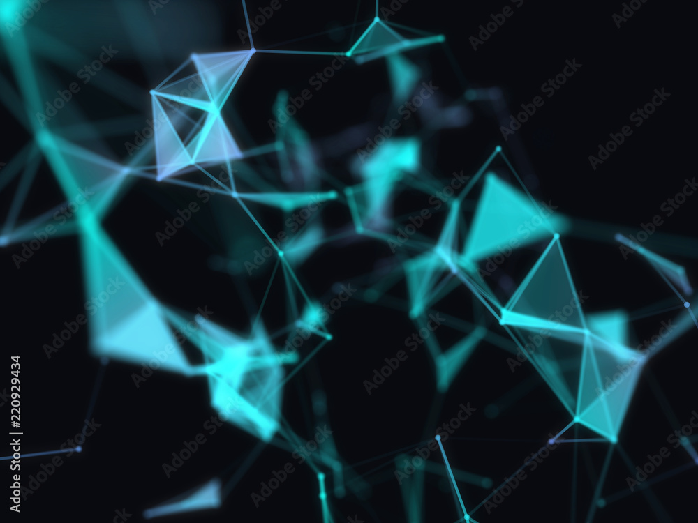 Poster abstract 3d technology futuristic geometrical and science neon visualization. plexus digital wallpap