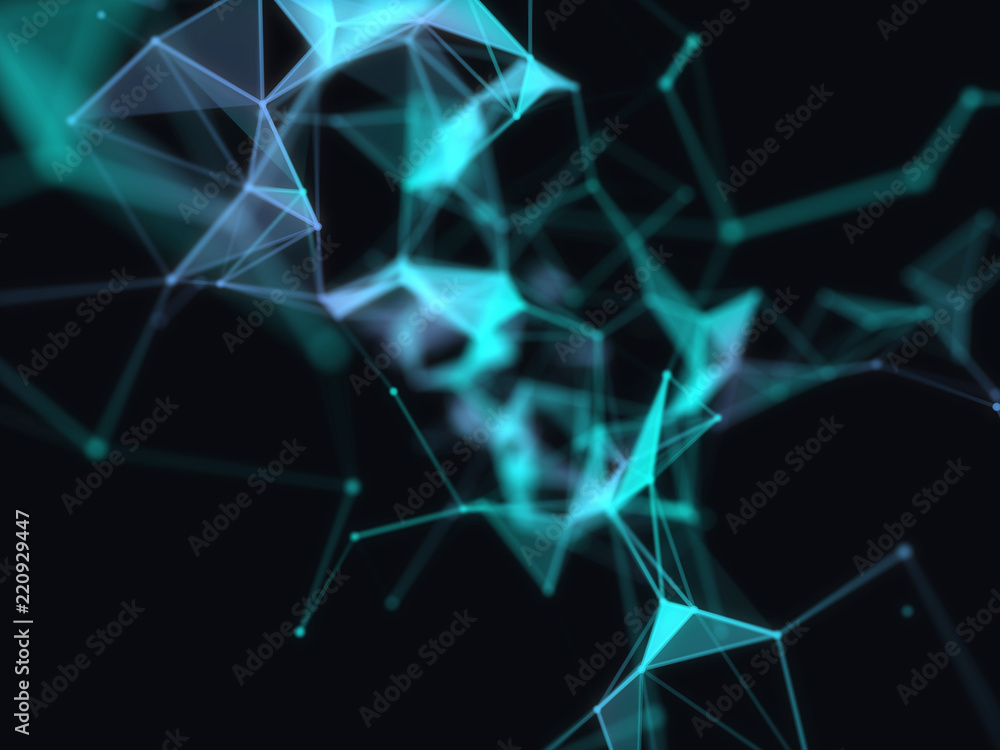 Poster abstract 3d technology futuristic geometrical and science neon visualization. plexus digital wallpap