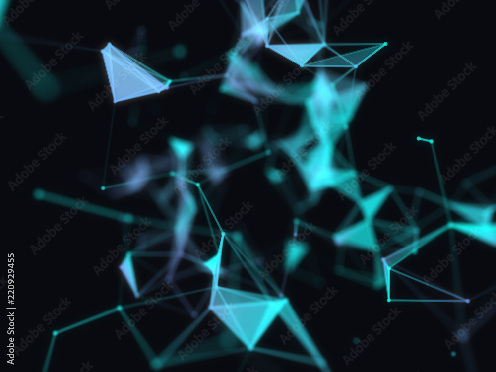 Poster abstract 3d technology futuristic geometrical and science neon visualization. plexus digital wallpap
