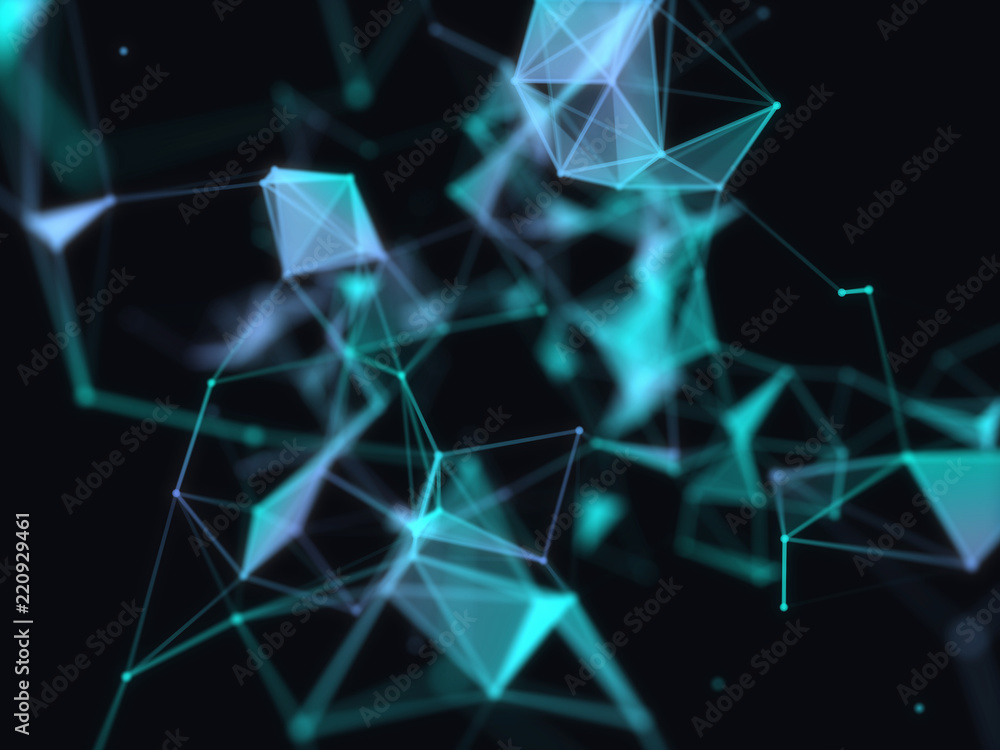 Poster abstract 3d technology futuristic geometrical and science neon visualization. plexus digital wallpap