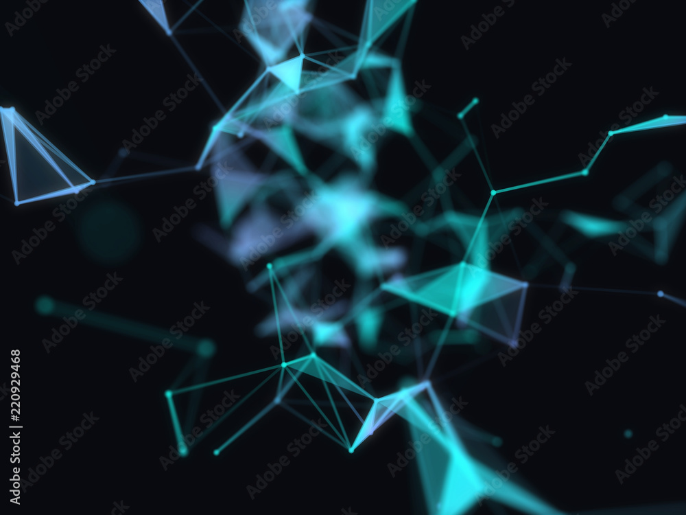 Poster abstract 3d technology futuristic geometrical and science neon visualization. plexus digital wallpap